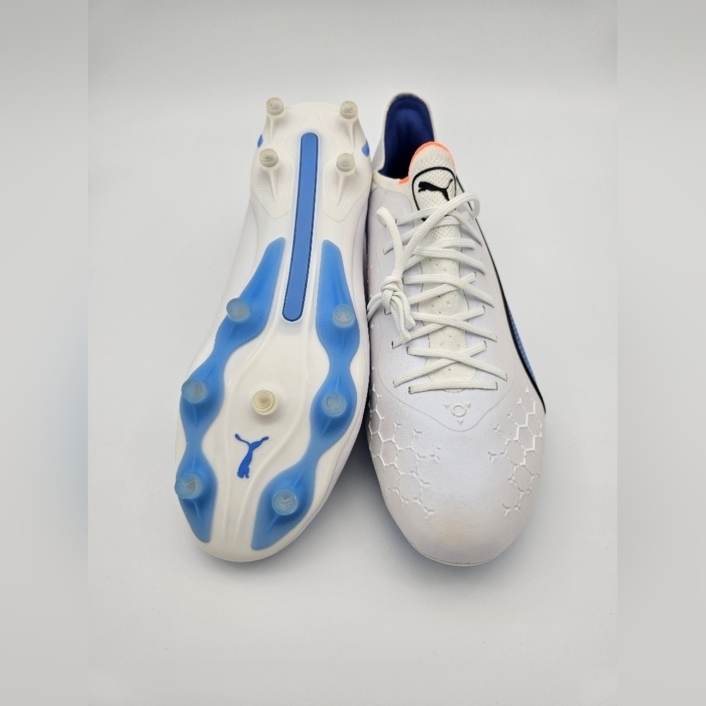 Puma King Ultimate FG AG 'White Blue Glimmer' Soccer Cleats - Picture 6 of 6